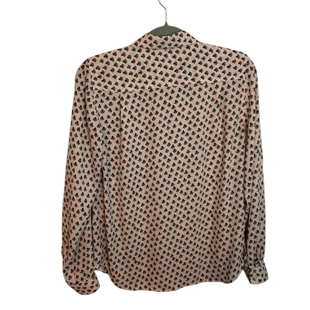 Loft Blush Pink Patterned Button Down Blouse